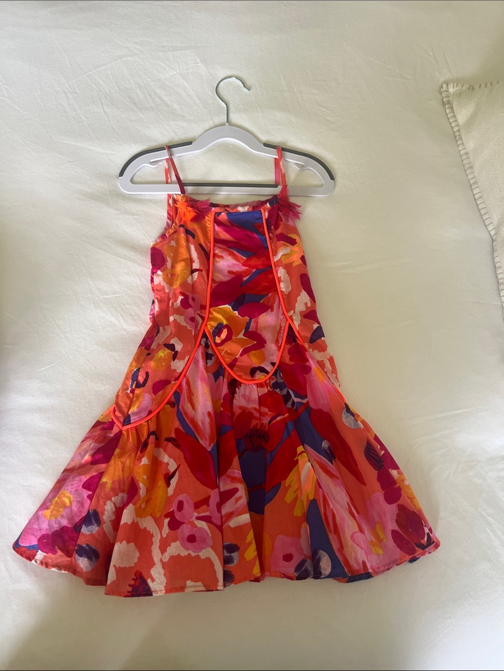Catimini Bright Pink & Orange Floral Tiered Dress